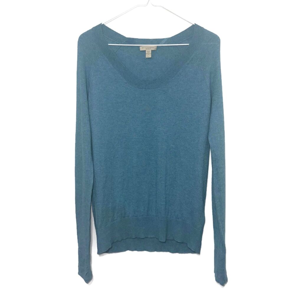 Burberry Brit Cashmere/Cotton Blend Scoop Neck Sweater - Heathered Teal Blue S